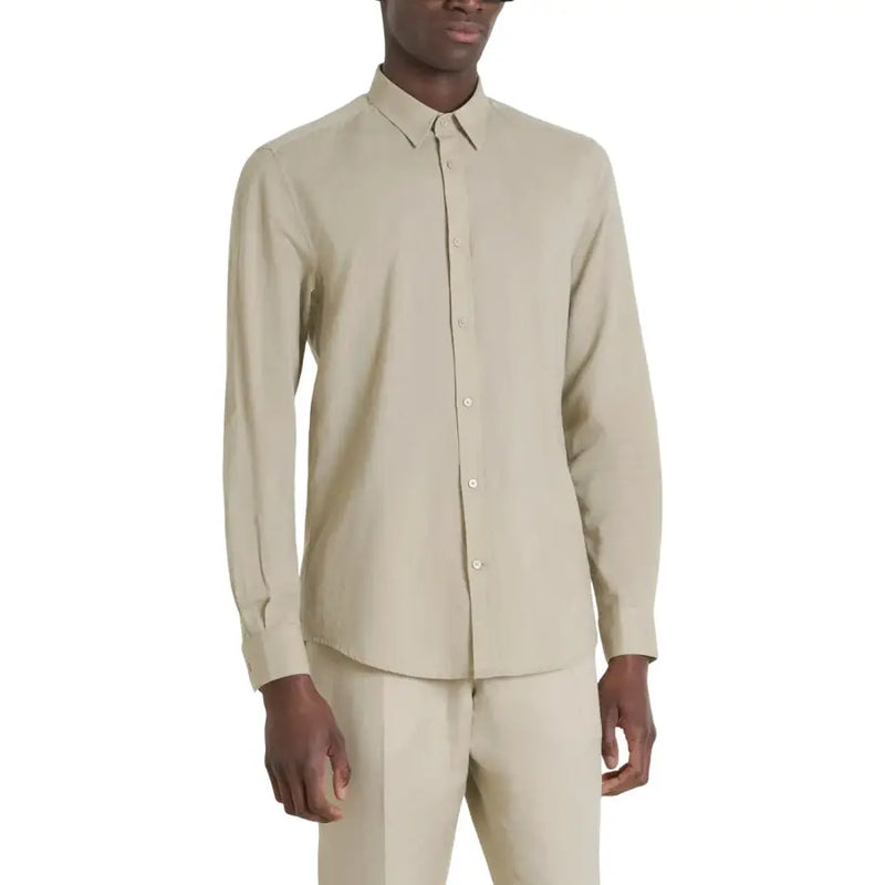 chemise beige à manches longues Antony Morato chemise pour homme à col classique assortie à un pantalon