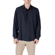 Antony Morato Chemise homme bleu marine à manches longues boutonnée avec col classique et texture de tissu subtile
