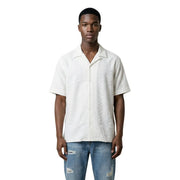 Antony Morato men shirt white short-sleeved button-up with subtle textured embroidery for casual wear