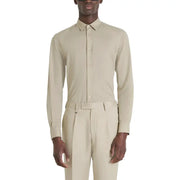 Chemise beige à manches longues boutonnée avec col classique et pantalon assorti de Antony Morato collection de chemises pour hommes