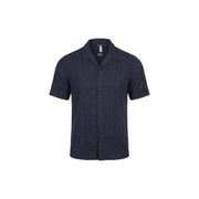 Antony Morato Chemise homme bleu marine foncé à manches courtes boutonnée avec un motif texturé discret pour une tenue décontractée
