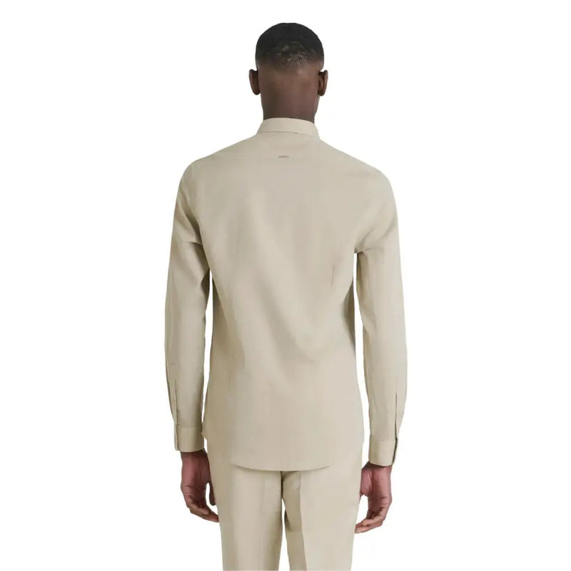 chemise beige à manches longues Antony Morato Chemise pour homme à col classique et coupe ajustée, idéale pour les occasions formelles et décontractées.