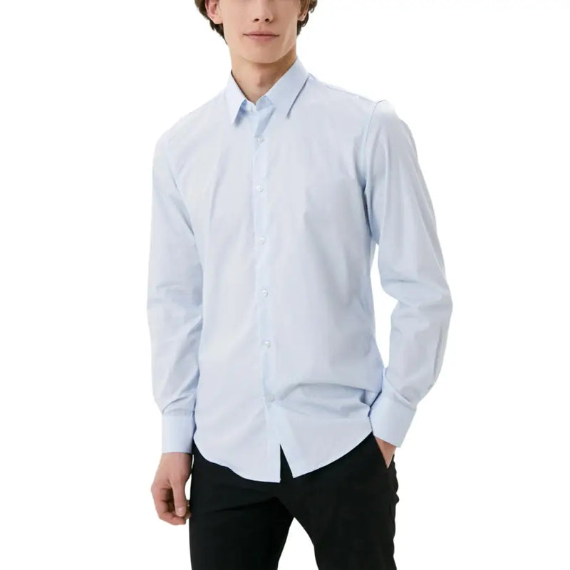 Chemise boutonnée en coton bleu clair à manches longues pour homme par Antony Morato idéal pour les tenues décontractées et habillées