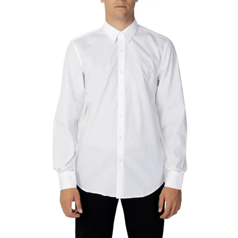Antony Morato Chemise blanche pour homme à manches longues, boutonnée, avec col et poignets classiques, en coton.