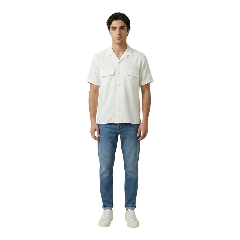 Antony Morato men shirt white short-sleeved button-up with two chest pockets suitable for casual wear