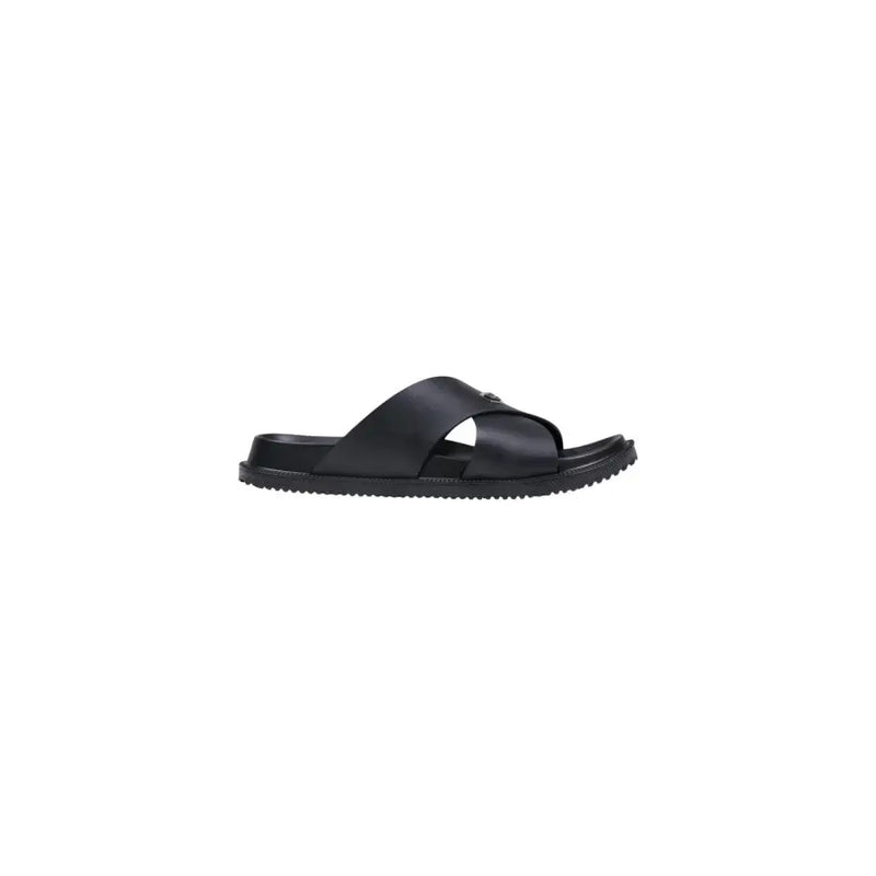 Antony Morato Sandales mules noires pour homme, modèle Kry, avec brides croisées minimalistes et semelle en caoutchouc texturée.