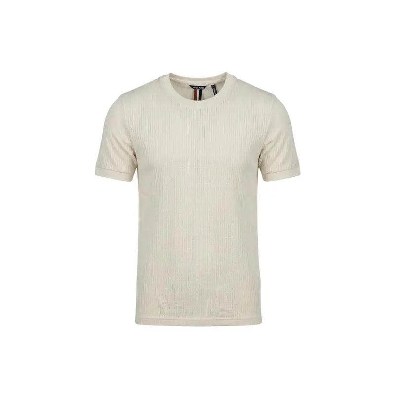 Antony Morato men t-shirt cream-colored ribbed cotton crew neck with short sleeves for casual wear