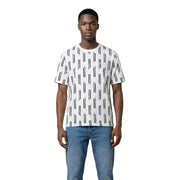 Antony Morato men t-shirt white short-sleeved cotton with black vertical stripe pattern front view