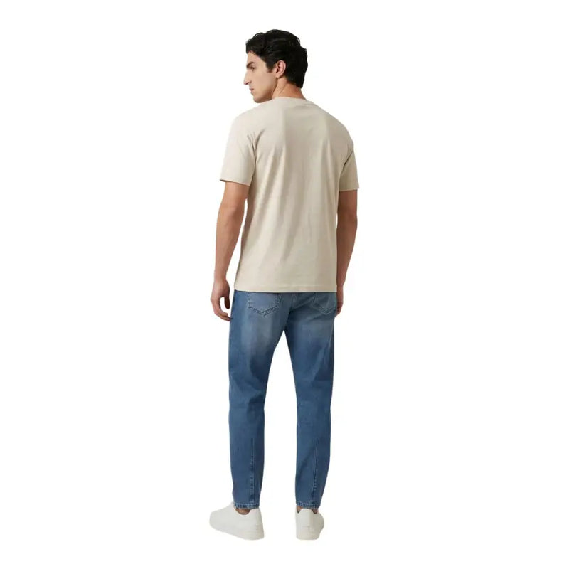 Coton beige à manches courtes t-shirt avec encolure ronde pour hommes par Antony Morato