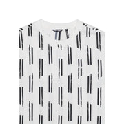 Antony Morato men t-shirt white cotton with black brushstroke vertical stripes and small chest embroidered logo