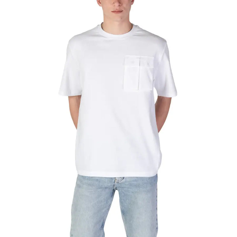 Antony Morato t-shirt blanc à manches courtes pour homme t-shirt avec une seule poche poitrine en tissu de coton doux