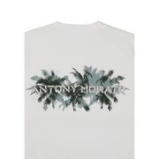 White cotton men t-shirt by Antony Morato featuring gray and black palm tree graphic print with Antony Morato text