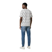 Antony Morato men t-shirt white short-sleeved cotton with repeating black vertical stripe pattern front view