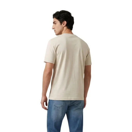 Antony Morato men beige short-sleeved crew neck t-shirt made of soft cotton for casual wear