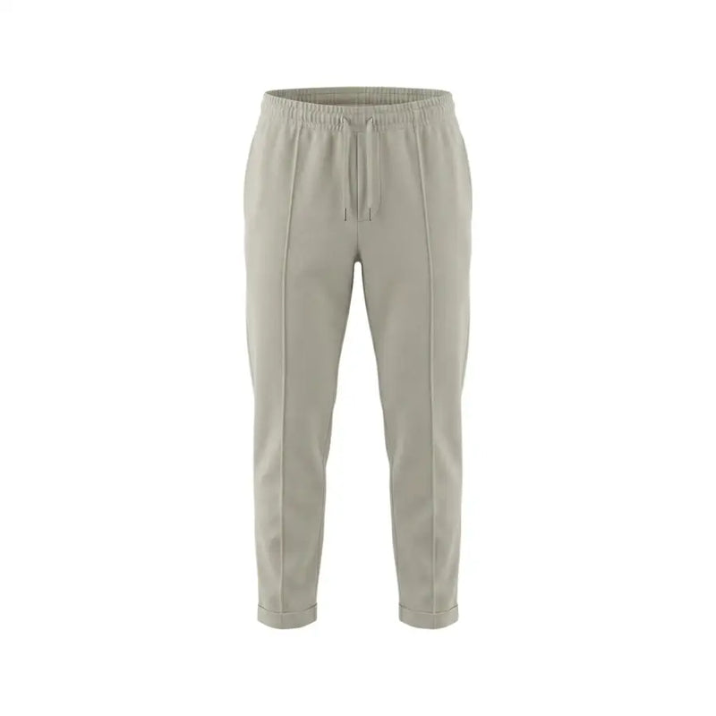 Beige cotton blend antony morato men trousers with relaxed fit drawstring joggers and cuffed hems