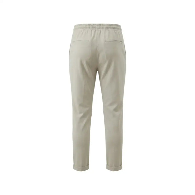 Beige cotton blend Antony Morato men trousers with elastic waistband chino style and rolled cuffs
