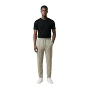 Antony Morato men tapered-fit beige cotton blend jogger pants with drawstring waistband and side seam detailing