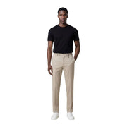 Beige tailored fit chino trousers with subtle pleats for men by Antony Morato in cotton material