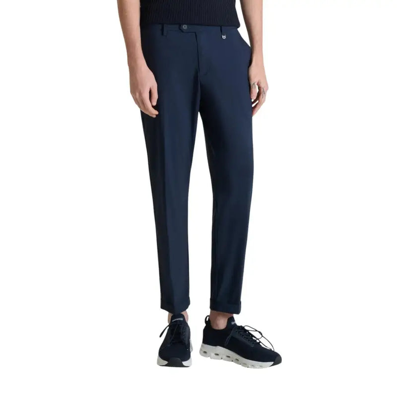 Antony Morato Pantalon homme bleu marine foncé, coupe ajustée, moderne et élégante, plis discrets