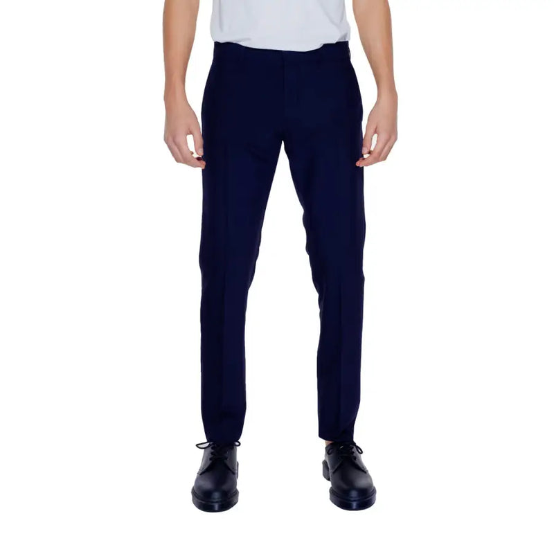 bleu marine Antony Morato Pantalon pour homme à la coupe ajustée, à la jambe droite élégante et aux plis discrets, idéal pour les tenues formelles.