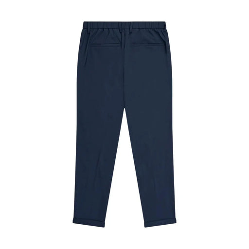 Navy blue Antony Morato men trousers with elastic waist and two back pockets in a clean tailored cut back view