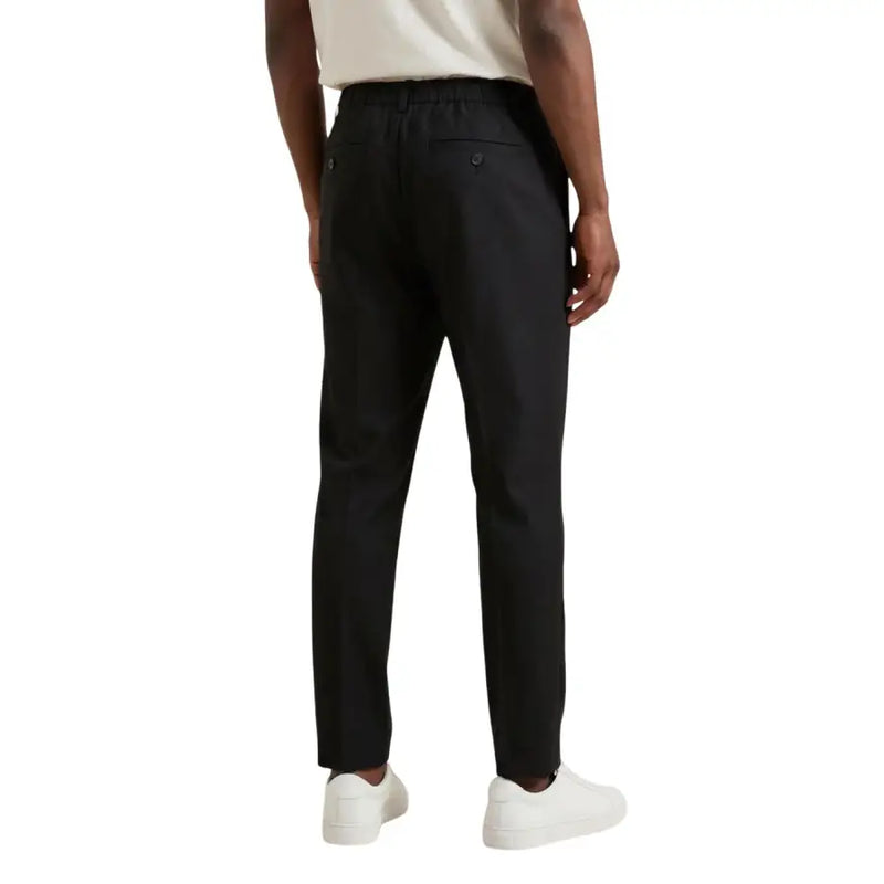 Antony morato Pantalon noir pour homme, coupe ajustée, taille élastiquée avec cordon de serrage et poches arrière boutonnées (vue de dos)