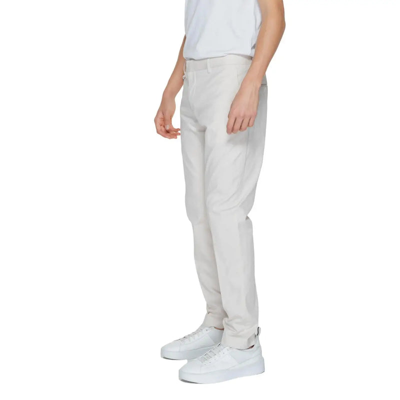 Antony morato men trousers light beige slim fit chino trousers with subtle creases for a modern look