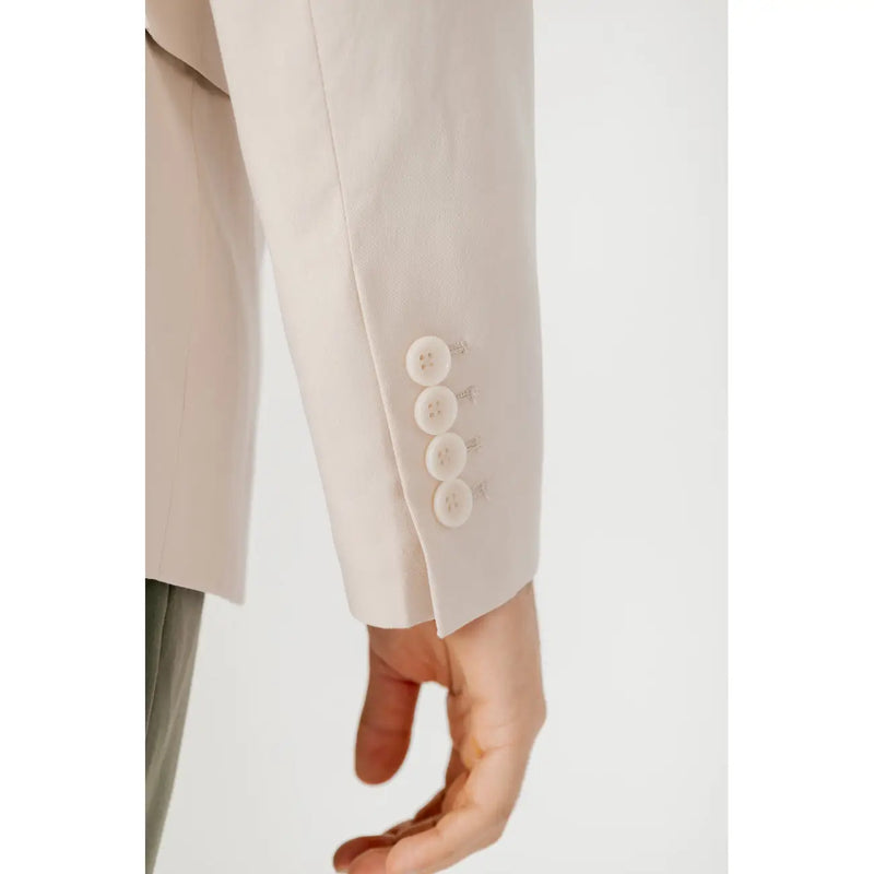 Antony morato men white cotton blend blazer beige sleeve with three matching cream colored buttons detail