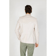 Antony Morato men white cotton blend blazer with tailored fit and subtle texture in off-white color