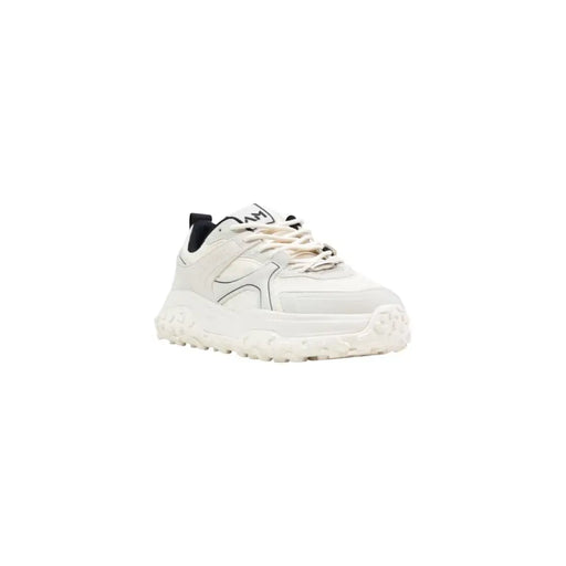 Antony Morato Baskets blanches à lacets pour homme mmfw01868-le500181 avec semelle en caoutchouc texturée, détails noirs et design imposant