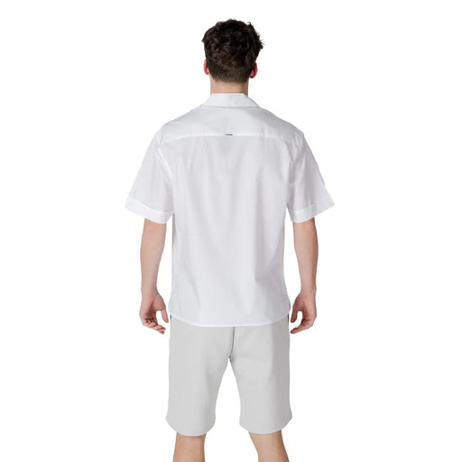 Antony Morato men shirt white short-sleeved button-up with crisp clean design in lightweight fabric