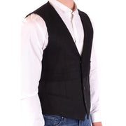 Antony morato Gilet noir en laine mélangée pour homme, col en V classique et deux poches avant.