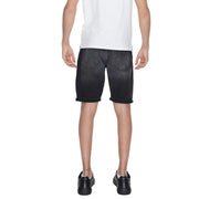 Antony Morato men’s black cotton denim shorts with rolled cuffs and classic five-pocket design