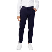 Antony Morato men’s navy blue tailored trousers with subtle logo waistband front pockets and rolled cuffs