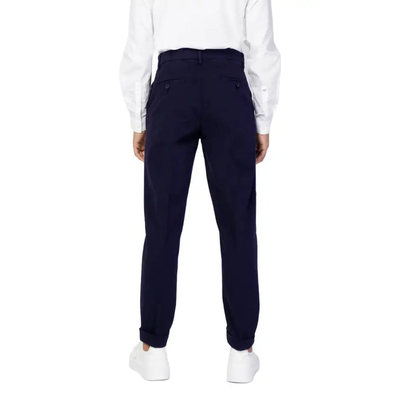 Antony Morato men’s dark navy tailored chino trousers with subtle creases and front pockets