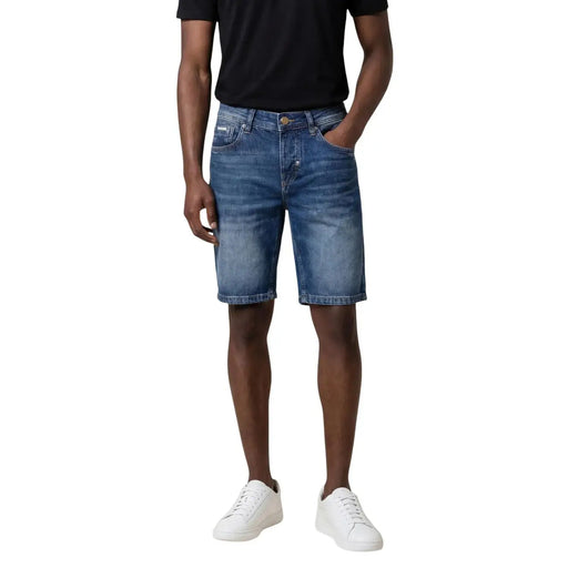 Antony Morato Short pour homme en denim bleu délavé à cinq poches, vue de face