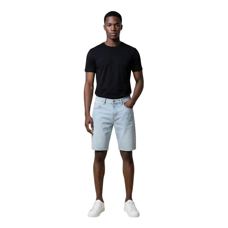 Antony Morato Short pour homme en denim clair délavé, cinq poches et fermeture boutonnée, vue de face