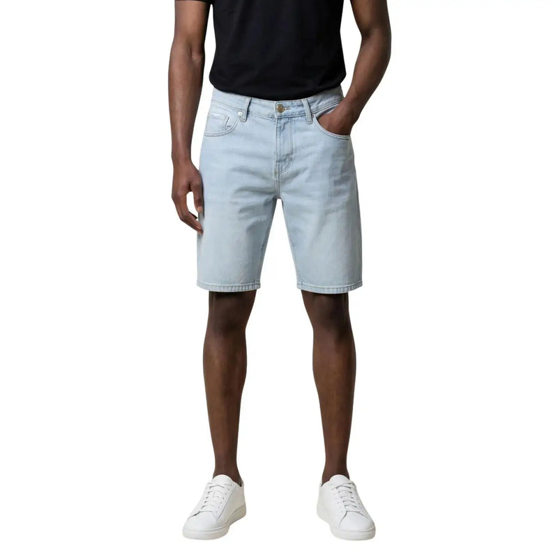 Antony Morato Short pour homme en denim clair délavé, cinq poches et fermeture boutonnée sur le devant