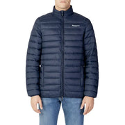 Navy blue quilted puffer jacket with full-length zipper for Aquascutum Men’s Turtleneck