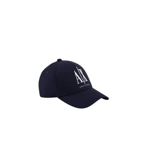 Casquette de baseball bleu marine avec logo blanc et sangle réglable.