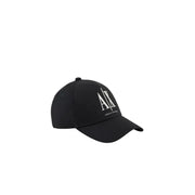 Black armani exchange baseball cap for men in premium cotton with white embroidered logo and brand name
