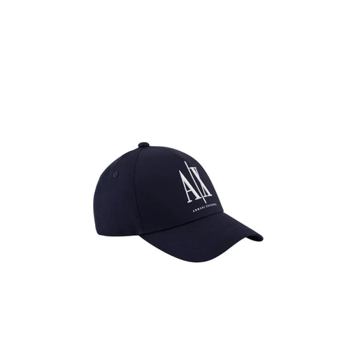 Casquette de baseball bleu marine avec logo blanc et sangle réglable.