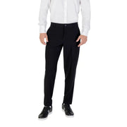 Armani Exchange Pantalon noir tailleur automne-hiver à la coupe droite élégante, plis discrets, poches zippées et boutonnées