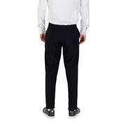 Armani Exchange Pantalon noir tailleur automne-hiver, coupe droite élégante, poches zippées et boutonnées.