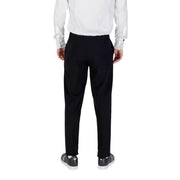 Armani Exchange black fall winter tailored trousers with sleek straight-leg cut zip and button pockets