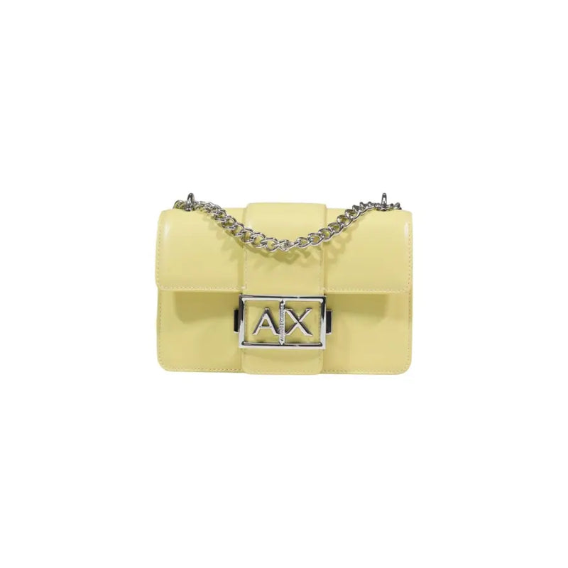 Armani Exchange Sac bandoulière en cuir jaune pâle avec fermoir AX