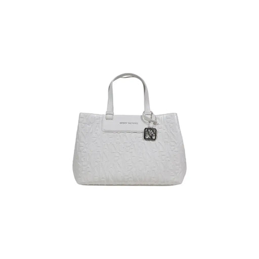 Blanc Armani Exchange sac fourre-tout avec logo en relief et étiquette métallique