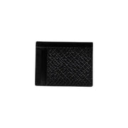 Black leather card holder with textured diamond pattern from Armani Exchange for men