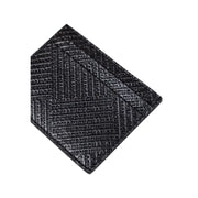 Black diamond-shaped metal pendant engraved with repeating armani exchange text on black leather wallet for men fall winter