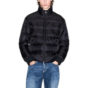 Black quilted polyamide puffer jacket with subtle pattern and high collar from armani exchange for men